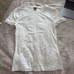 Express White Short Sleeve Ribbed Tee